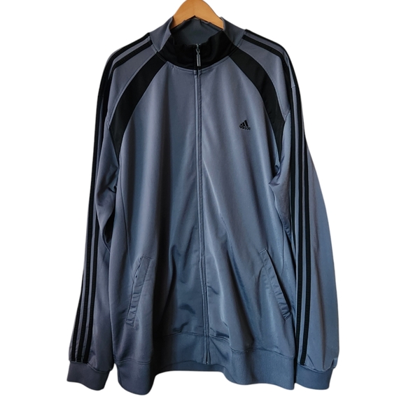 Adidas Men's Size 2XL Three Stripe Jacket Heather Gray Black Full Zip - Picture 9 of 11